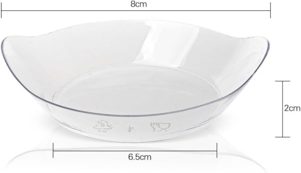 Qfmr 200枚 ミニプラスチックトレー 透明 楕円小鉢 使い捨て ソース・ドレッシング・ヨーグルト用 パーティー・結婚式用 (8