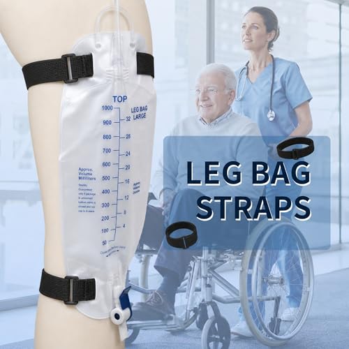 Image of 4 Packs Leg Bag Straps(Black), Buckle-Type Hook and Loop Strap,Urine Drainage Bag Strap Catheter Leg Bag Straps with Soft Elastic Fabric Comfortable Silicone Grips for Men Women