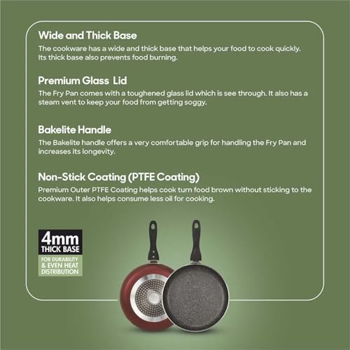 Image of Signoraware Perfecto 4 Layer Coating Non Stick FryPan 26cm | Prevent Sticking | Gas & Induction Compatible | Ideal for Sauteing Veggies, Frying Snacks or Making Gravy & Stir-Fries (2.25 LTR | Steel)