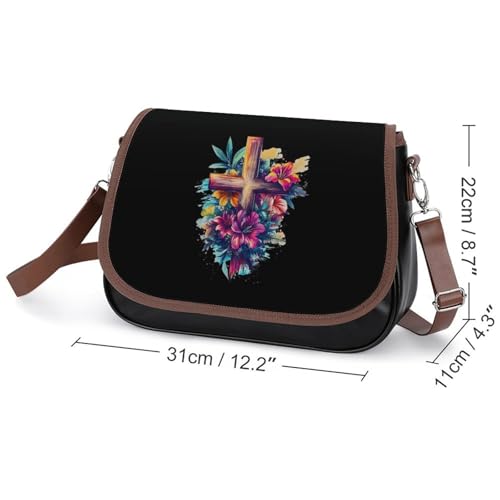 Crosss Floral Christ Flowers Women's Crossbody Bags Leather Messenger Handbag Small Shoulder Bag Purse2