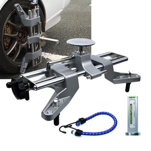 MILONEX Kit de Alineación de Ruedas Profesional con Medidor de Inclinación, Barra de Ajuste y Cuerda Elástica Azul, Gris