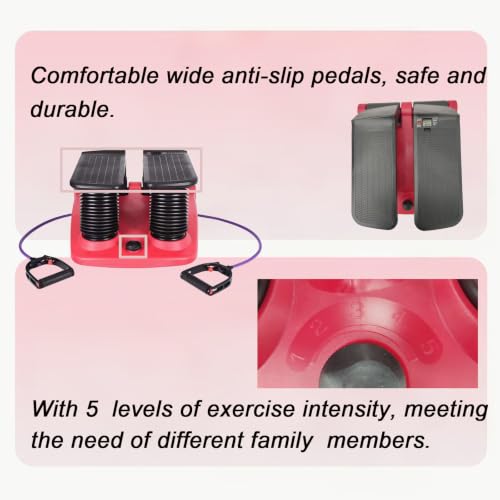 Image of INTBUYING Stepper Climber Fitness Machine with Resistant Bands Portable Stair Stepper Exercise Equipment Low-Impact Cardio, Space-Saving, Height-Adjustable Comfortable Foot Pedals Exercise Machine