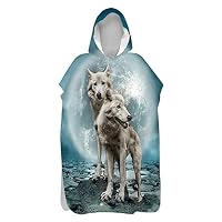 Lukery Poncho Asciugamano con Cappuccio Uomo, Asciugatura Rapida Microfibra Poncho da Bagno, Modello di 3D Animale Poncho Asciugamano per Cambiarsi per Bambino (80x145cm,Delfino
