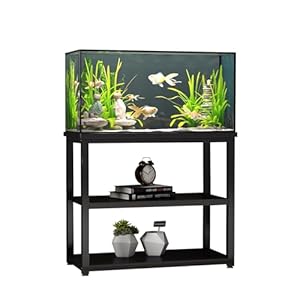 Fish Tank Stand Metal Aquarium Stand 40 Gallon, Double Layer Metal with Storage Weight Capacity 760lbs 31.5” x 17.72” x 27.56”, Black Aquarium Stand