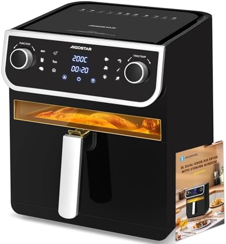 Aigostar Freidora Aire sin Aceite de 8L Air Fryer 1700W, 12 Modos...