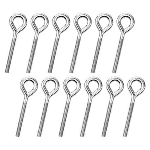 12 tornillos de ojo M8, tornillo de ojo de acero inoxidable de 90 mm, tuerca anular M8, perno de ojo largo para hamacas, toldos, sillas colgantes, mecedoras, cable fijo