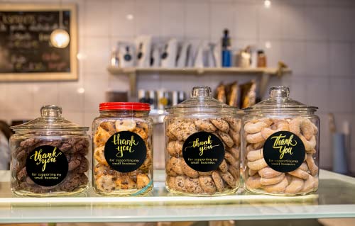 2 Inch Thank You Stickers Small Business - 500 Round Labels With 4 Designs – Black Stickers Roll With Gold Font Thank You - Waterproof Packaging For Business Boutiques Retailers #TOP4