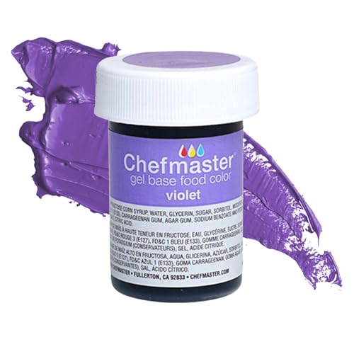 Chefmaster Violet Gel Food Coloring | Vibrant Color | Professional-Grade Dye for Icing, Frosting, Fondant | Baking & Decorating | Fade-Resistant | Easy-to-Use | Made in USA | 1 oz