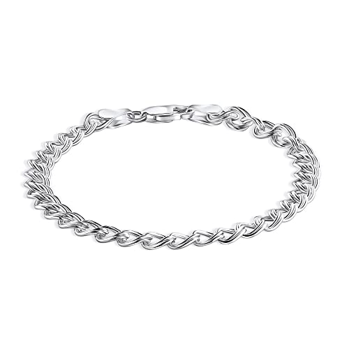 PORI JEWELERS 925 Sterling Silver Italian Charm Link Chain Bracelet for Men and Women3