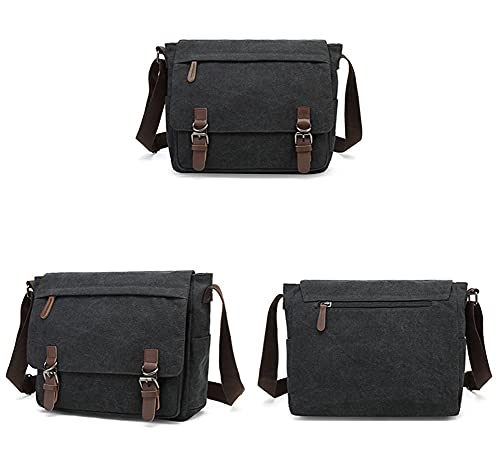 Sechunk Canvas Vintage Messenger Bag Shoulder bag Leather Cross body bag Large Travel Crossbody bags for men women 13inch Laptop by Sechunk - Image 2