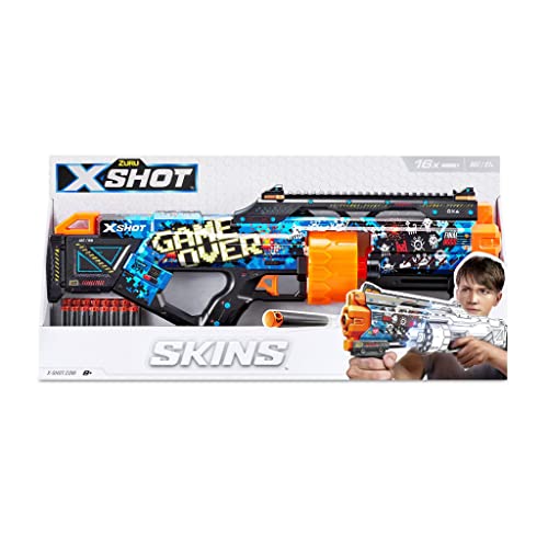 Image of X-Shot Skins Last Stand - Game Over - Spring Pressure Dart Blaster with Drum Magazine, 16 Darts & Unique Look