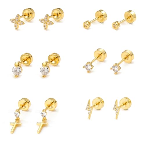 XYJZXY Flat Back Earrings for Women Surgical Steel Earrings Lighting Cross Earrings by XYJZXY - Used condition - US$7.77