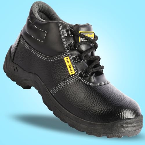 Image of Foot Trends Black Safety Shoes with Steel Toe Protection for Factory and Industrial Work for Men