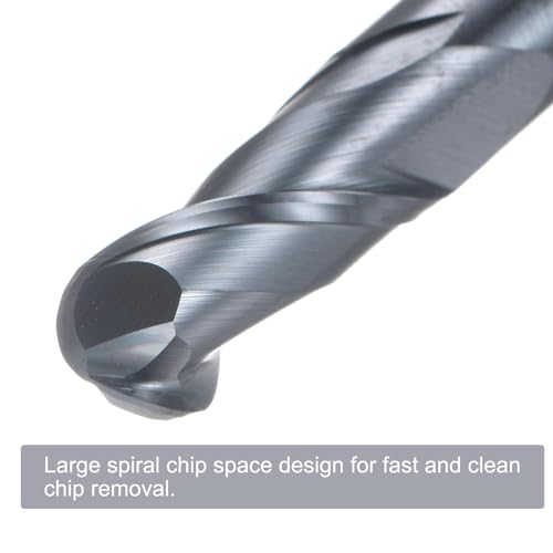 Image of uxcell Ball Nose End Mill CNC Router Bit, 5 /32 inch Radius 5 /16 inch Shank Solid Carbide AlTiN Coated Upcut Spiral 2 Flutes Cutter Milling Tool, 5 /16 inch Dia 2-1 /2 inch Total Length