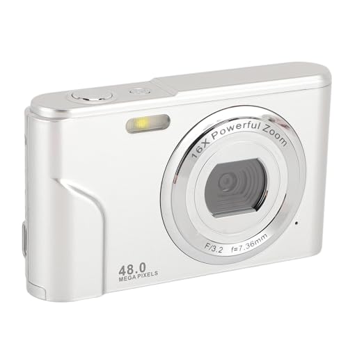 Appareil photo numérique 1080p argenté avec zoom 16x et un grand écran IPS de 2,4 pouces
