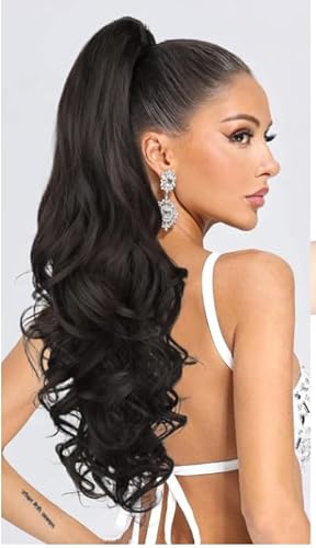 Allyree Tress - Extension a coda di cavallo 2 in 1, extension a coda di cavallo 2 in 1, capelli sintetici, lunghi 61 cm, ricci e ondulati, a strati, da donna (biondo scuro con estremità chiare)