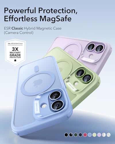 Image of ESR for iPhone 17 Case, Camera Control Cover, Compatible with MagSafe Accessories, TPU, Military-Grade Drop Protection, Shock-Absorbing Air Guard Corners, Hybrid Series, Frosted Light Blue