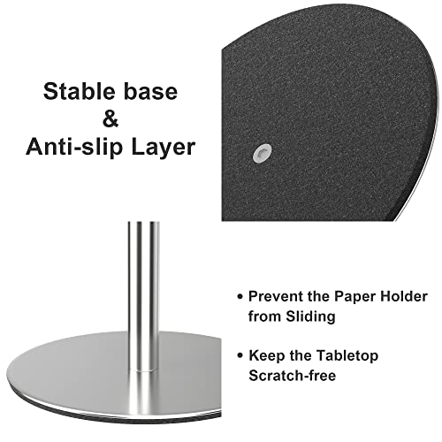 Silver Paper Towel Holder Free-Standing , Premium Stainless Steel Paper Organizer, Classic Fashion Kitchen Roll Dispenser