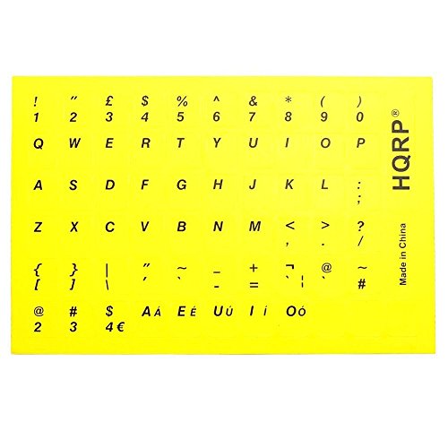 Pegatinas teclado laminadas HQRP negro/amarillo miniatura 1
