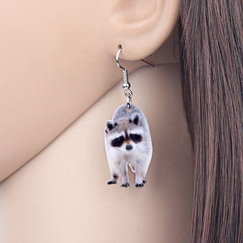 NEWEI Cute Acrylic Grey Raccoon Earrings Dangle Fun Wild Animal Jewelry for Women Charms2
