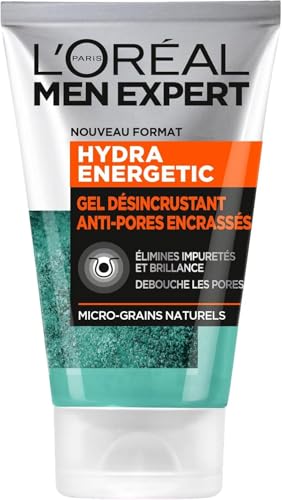 L'Oréal Men Expert - Gel Désincrustant Anti-Pores Encrassés -Soin du Visage - Hydra Energetic - 100 mL