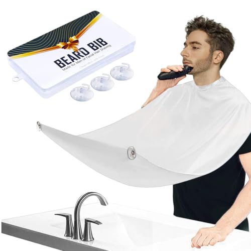 Leaflai Beard Bib Beard Apron, Beard Hair Catcher for Men Shaving & Trimming Non-Stick Waterproof Beard Cape Grooming Cloth with 3 Suction Cups Birthday Gifts for Men Him Boyfriend