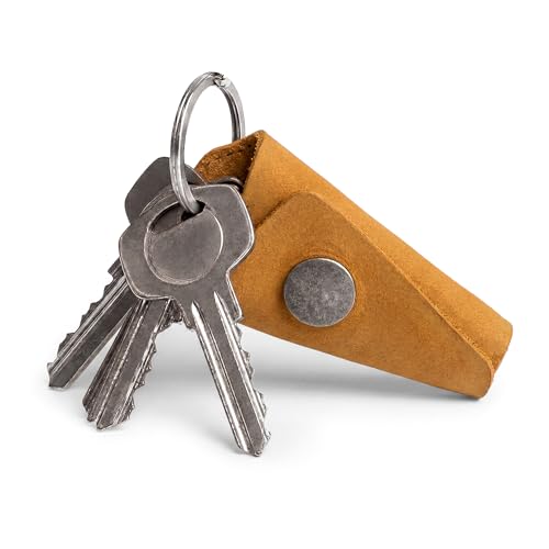 Image of Hide & Drink Full Grain Leather Wrap Keychain, Organizer Snap Closure, Key Ring Cover, Silencer Sleeve Key Holder for Men