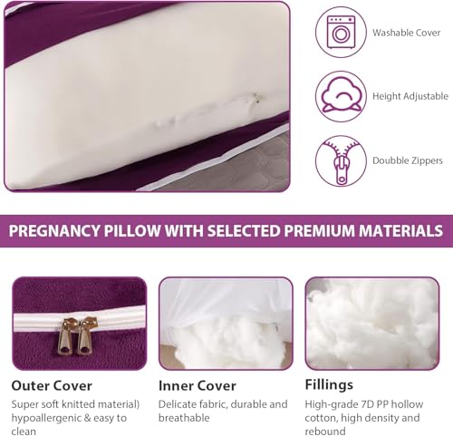 Image of Pregnancy Pillows for Sleeping,Full Body Pillow for Pregnancy Women with Removable Cover,Support for Back,HIPS,Legs,Belly,Must Have Maternity Pillow