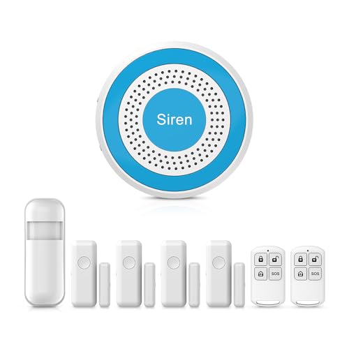 Clouree WiFi Door Alarm System, Wireless Alarm System 8 Piece Kit with Phone APP Alert Siren Door Window Sensor Motion Sensor