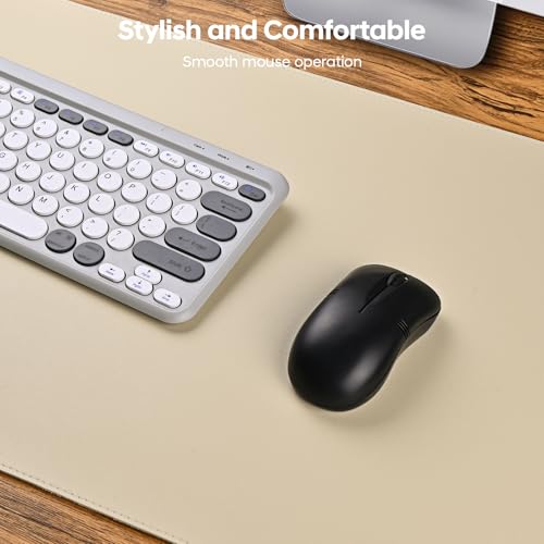 Yuwiiuuo Leather Desk Pad Protector, Office Desk Mat, Large Mouse Pad, Non-Slip PU Leather Desk Blotter, Waterproof Computer Desk Writing Pad for Office and Home (Beige, 23.6" x 13.7") — view 4