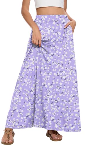 Image of Womens Maxi Skirt Long Flowy Summer A-Line High Waist Skirts