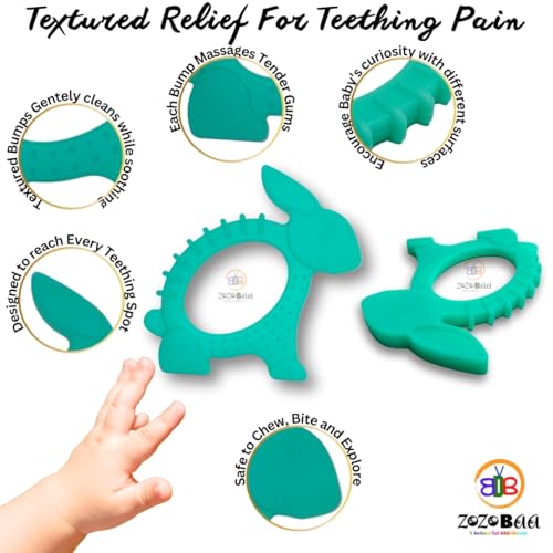 Image of Cute Shape Soft Silicone Teether for Baby Gums, Teething Toys for Babies, BPA Free, Pain-Relief, Non-Toxic, 100% Food Grade, Soothing, Easy to Grasp Chewable - Dog Rabbit (Pack of 2)