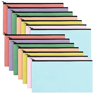 Teling 14 Pack Money Bank Bags with Zipper Security Bank Deposit Money Pouch Multicolor Cash Register Bags with Zipper Oxford Utility Pouch for Cash Money Coin Men Women,11 x 5.5 Inch (Modern Color)