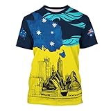 BJU Australian Flag T-Shirt Crewneck Tee 3D Printed Short Sleeve Loose Casual Unisex