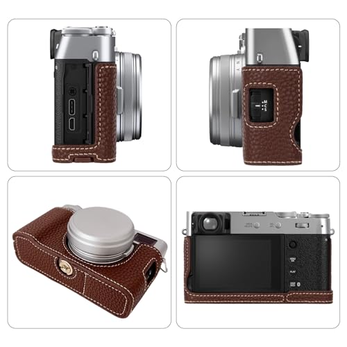 VOVMOEYA X100VI Case,PU Leather Camera Half Case Compatible with Fujifilm X100VI Digital Camera - Brown - Image 3