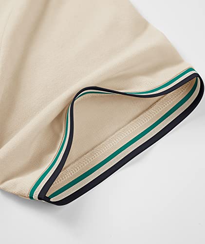 Scodi Men's Short Sleeve Polo Shirt Breathable Athletic Golf Shirt Tennis Casual T-Shirt 110-Beige-L #TOP4