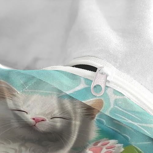 Housse de couette chat parure de lit 200x200 microfibre