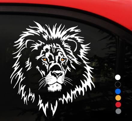 Lion AMIART - Calcomanía de vinilo (ojos blancos y amarillos), hermosa cabeza de león macho salvaje, rey del orgullo, calcomanía para ventana de