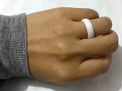 Women Silicone Wedding Band 4 Colors a Set Outdoor Sports Dome Top Fish Scale Surface Rubber Rings,US Size 4-102