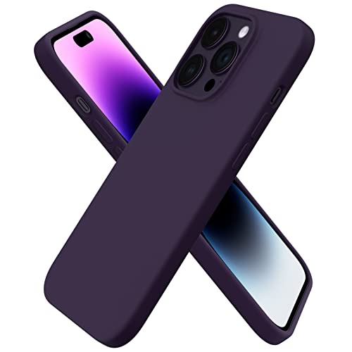 ORNARTO Funda Compatible con iPhone 14 Pro 6,1" 2022 Silicona, Protección de Cuerpo Completo,Carcasa de Silicona Líquida Suave Antichoque Case Baya de saúco Cover