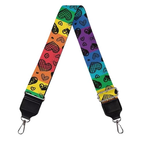 Image of TODIYADDU Colorful Heart Bag Straps Shoulder Strap Replacement Adjustable Straps Purse Extender Shoulder Strap Bag Strap Crossbody for Women Students Suitable for Handbag Computer Bag
