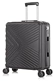 DK Luggage 56x45x25 cm Cabin Size EasyJet Max Jet2 British Airways Lightweight 4 Wheels Carry On Hand Luggage Suitcase ABS147 (Black, Carry-On 20-Inch) - Image 1