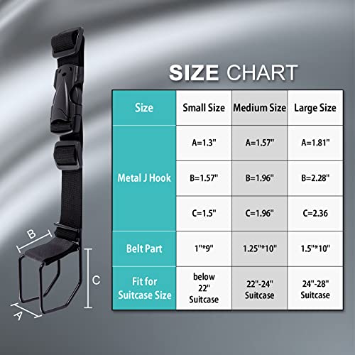 Vigorport Luggage Hook Strap, J Hook for Add a Bag Luggage, Multi Adjustment Bag Strap Hook with Hands Free, Black-Small Hook, Small size