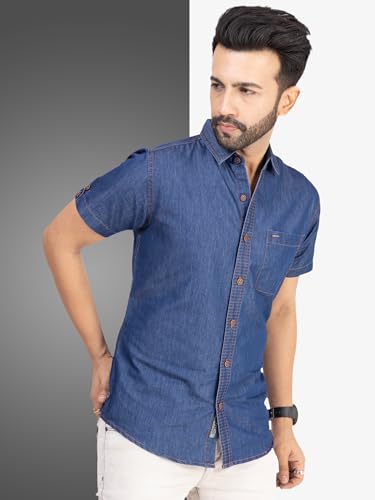 Image of Men's Denim Casual Shirts for Men | Half Sleeve Shirt | Regular Fit