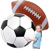 Lewtemi Giant Inflatable Sports Balls Large Inflatable Beach Ball Baseballs Soccer Rainbow Basketball Football for Sport Birthday Party Favor(2 Pcs,Soccer, Football,27 Inch)