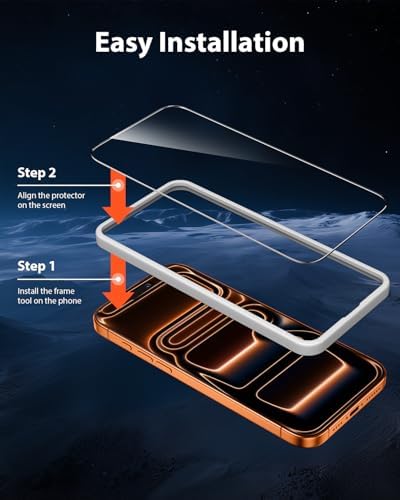 Mkeke 3 Pack Screen Protector for iPhone 17 Pro Max 6.9"，[9H+ Tempered Glass] [Easy Installation Frame][Military-Grade Drop Protection] HD Clear, Anti-Scratch, Bubble Free - 5