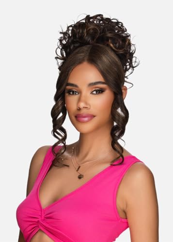 Vivica A. Fox Hair Collection LBPB-VIOLET Bang & Bun Quick and Easy Lace Ponytail Bun and Lace Bangs (Jet Black 1)