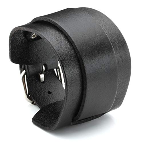 Zysta Engraving Genuine Leather Bracelet Punk Rock n Roll Unisex Women Personalized Customized Wide Wrist Belt Wrap Mens Cuff Wristband Bangle Strap Adjustable 7.2"-9" Black, Brown4