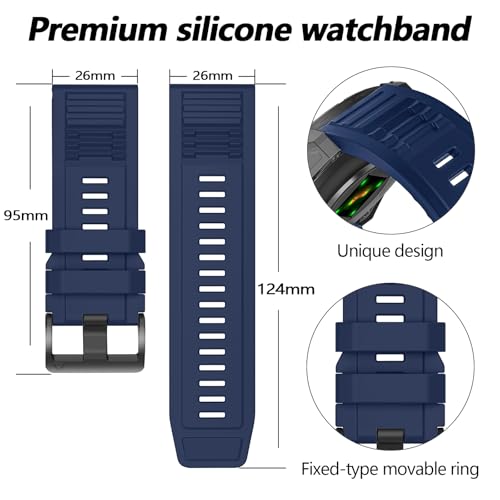 Image of 26mm Quickfit Silicone Watch Bands Compatible with Garmin Fenix 8 Pro /quatix 8 51mm /Fenix 7X /7X Pro /6X /6X Pro /5X /5X Plus /3 HR /Enduro 3 2 /Descent Mk3i 51mm /Mk2i /Tactix 8 /7 pro /epix Pro 51MM