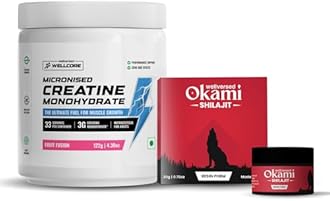 Wellcore Creatine Powder with Shilajit Resin (Creatine 122g Fruit Fusion & Shilajit Resin 20g) Sourced From 1800ft. | Performance and Stamina Booster | 100% Ayurvedic | Enhanced Muscle Strength |